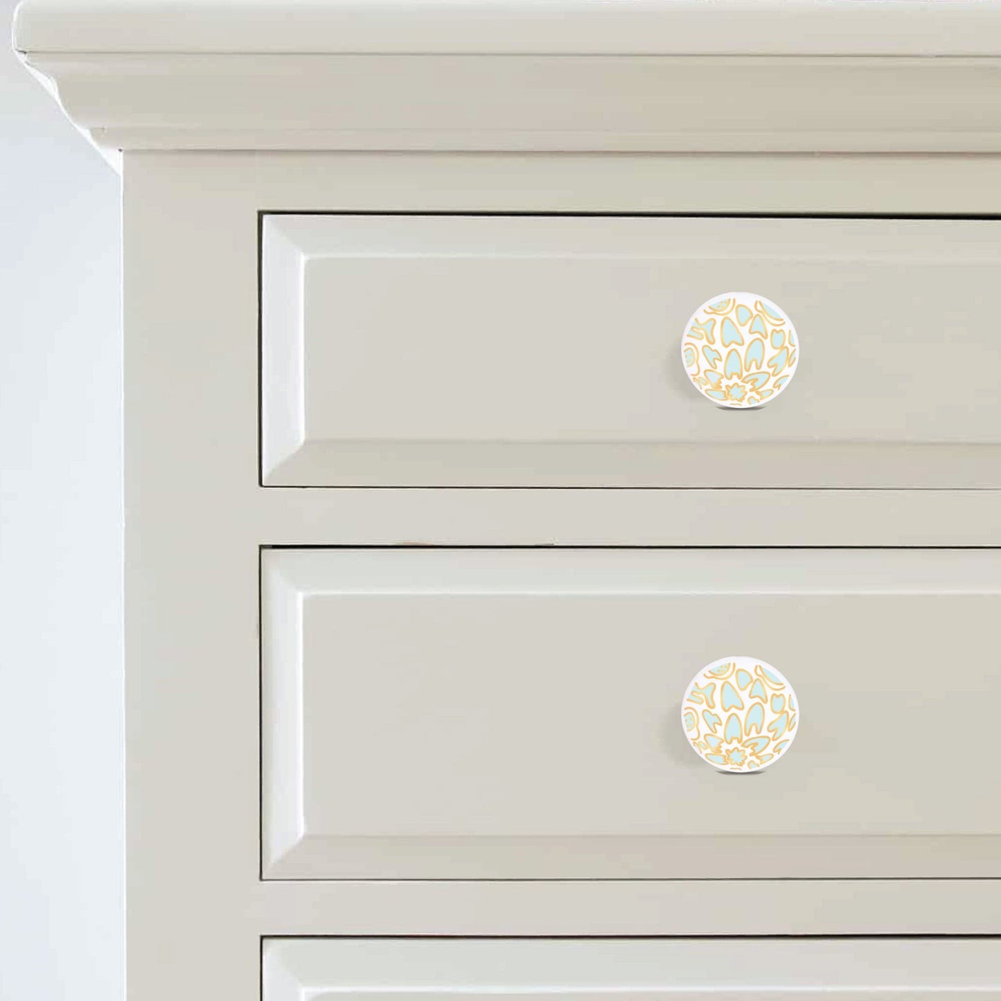 Handcrafted Sage Green & Gold Luxurious Drawer Knob | The Indian Aura