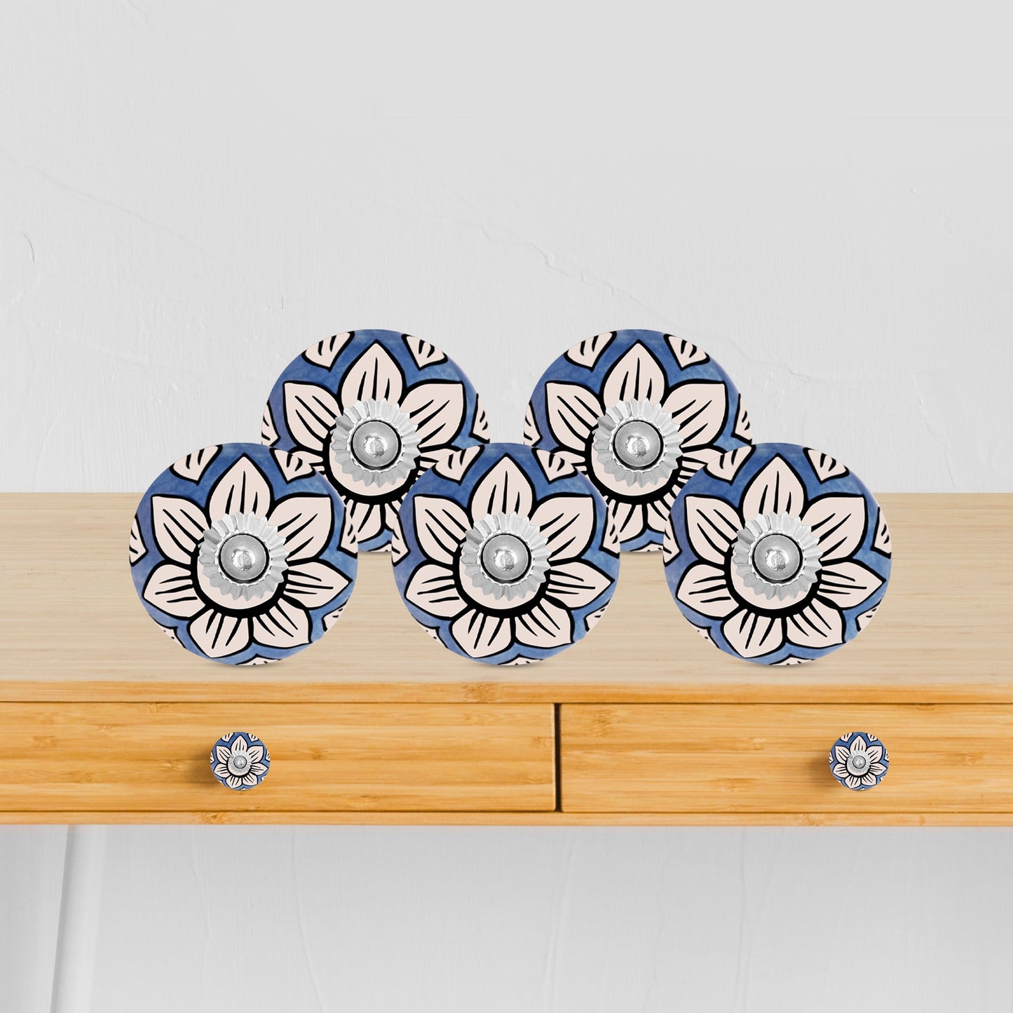 Handcrafted Blue Canvas Decorative Ceramic Drawer Knob | The Indian Aura
