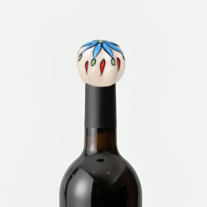 Ceramic Flower Design Wine Bottle Stopper | The Indian Aura