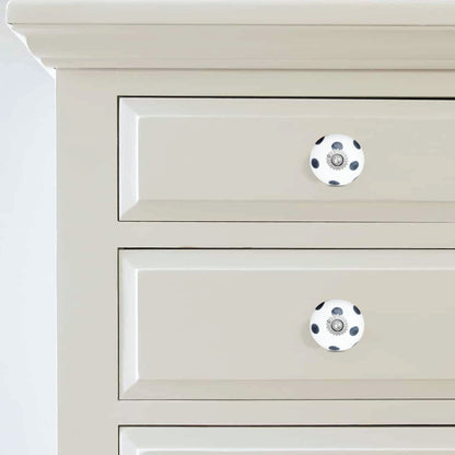 Hand-Painted White and Blue Dotted Ceramic Drawer Knob | The Indian Aura
