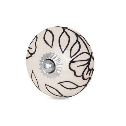 Handcrafted Floral Black Petal Ceramic Drawer Knob | The Indian Aura