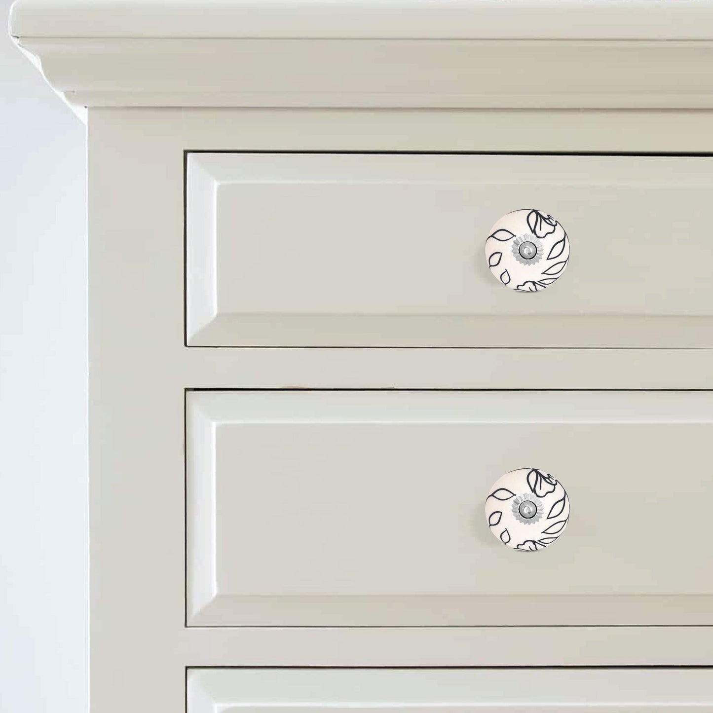 Handcrafted Floral Black Petal Ceramic Drawer Knob | The Indian Aura