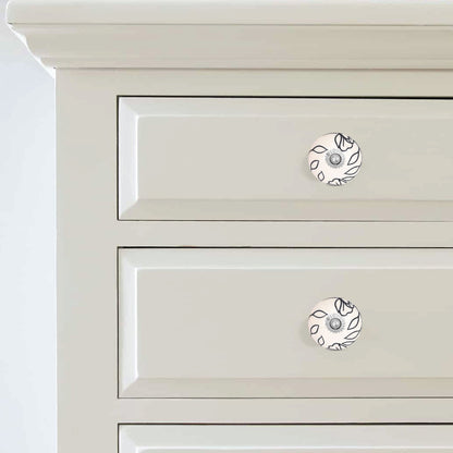 Handcrafted Floral Black Petal Ceramic Drawer Knob | The Indian Aura