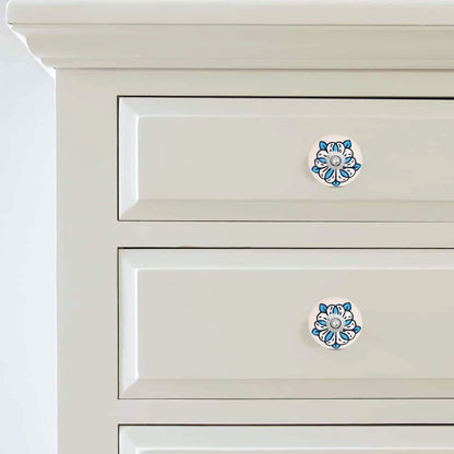 Stylish BlueBlooms Noir Ceramic Cabinet Drawer Knob | The Indian Aura