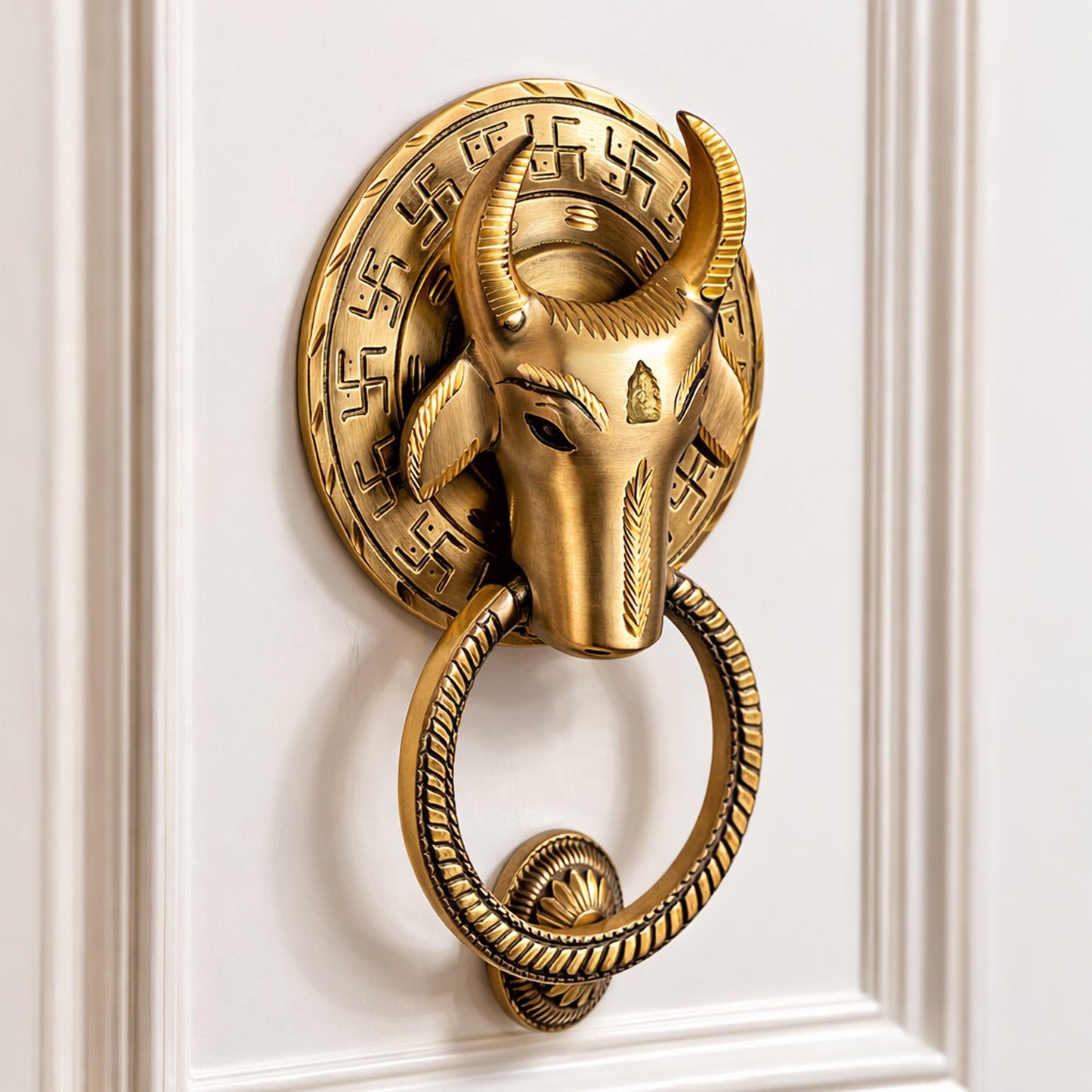 Traditional Nandi Majesty Design Brass Door Knocker | The Indian Aura