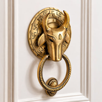 Traditional Nandi Majesty Design Brass Door Knocker | The Indian Aura