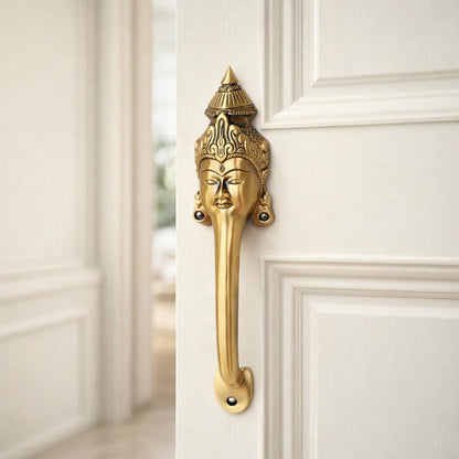 Goddess Face Brass Door Handle – Traditional Indian Design