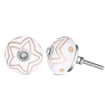 Golden Star Line Ceramic Cabinets Drawer Knob | The Indian Aura