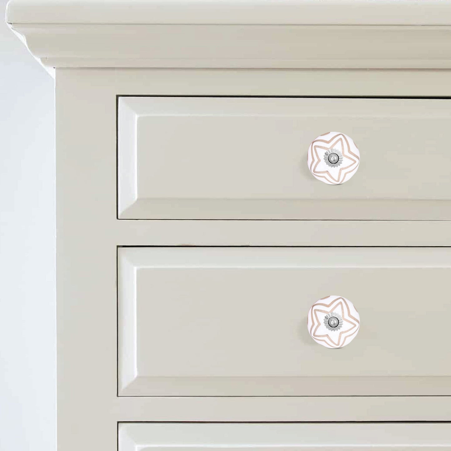 Golden Star Line Ceramic Cabinets Drawer Knob | The Indian Aura