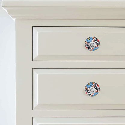 Hand-Painted Multicolor Floral Ceramic Drawer Knob | The Indian Aura