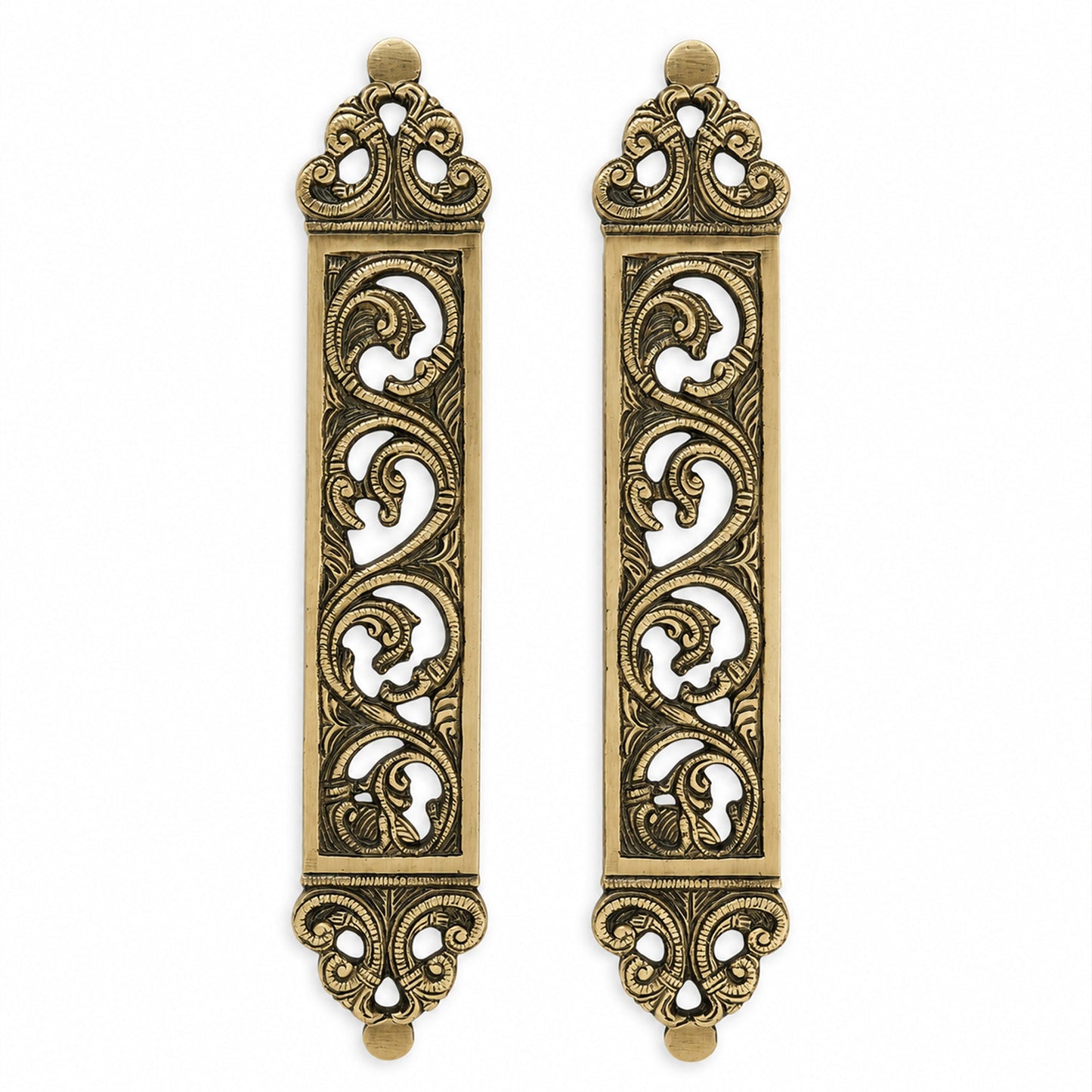 Brass Door Pull Handle for Main Door – Antique Finish Handmade Vintage Victorian Carved Filigree Design, 11 Inch / 28.7 cm Decorative Door Handle for Home,Hotel & Office Set-2