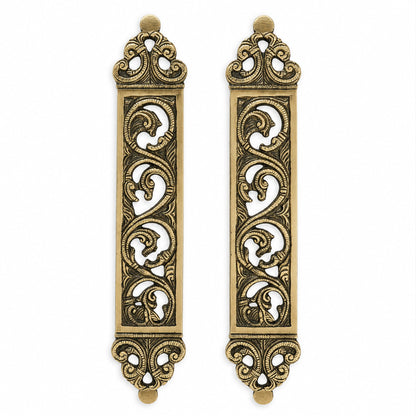 Brass Door Pull Handle for Main Door – Antique Finish Handmade Vintage Victorian Carved Filigree Design, 11 Inch / 28.7 cm Decorative Door Handle for Home,Hotel & Office Set-2