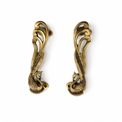 Antique Swan Brass Door Handle Set – Luxury Vintage | The Indian Aura