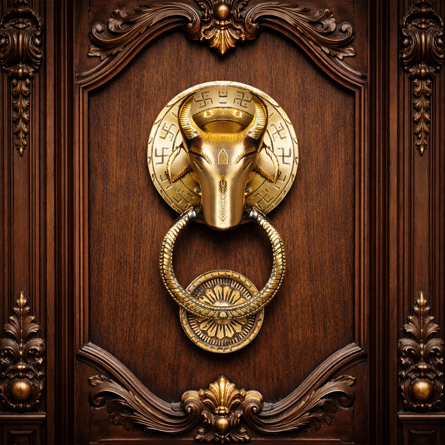 Traditional Nandi Majesty Design Brass Door Knocker | The Indian Aura