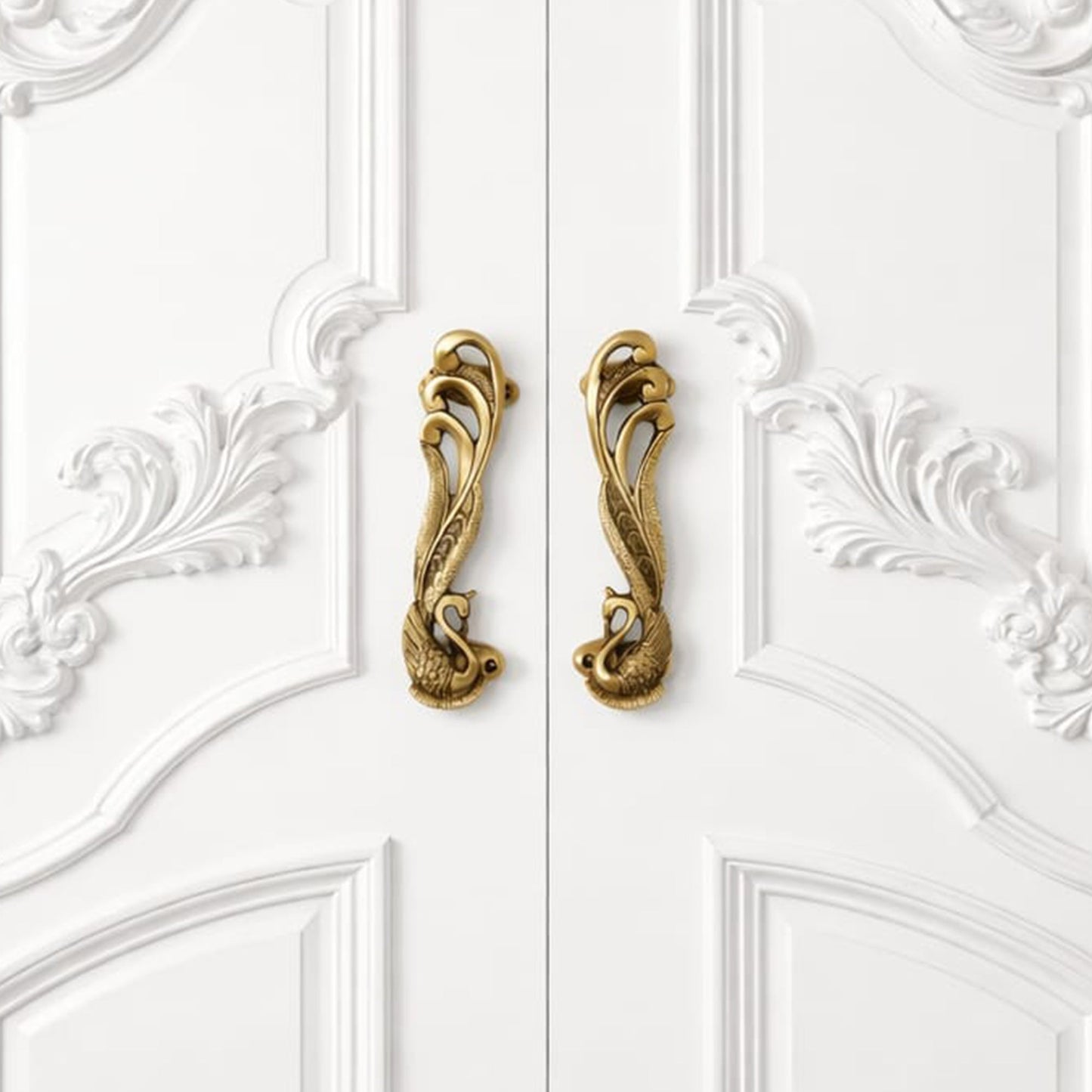 Antique Swan Brass Door Handle Set – Luxury Vintage | The Indian Aura