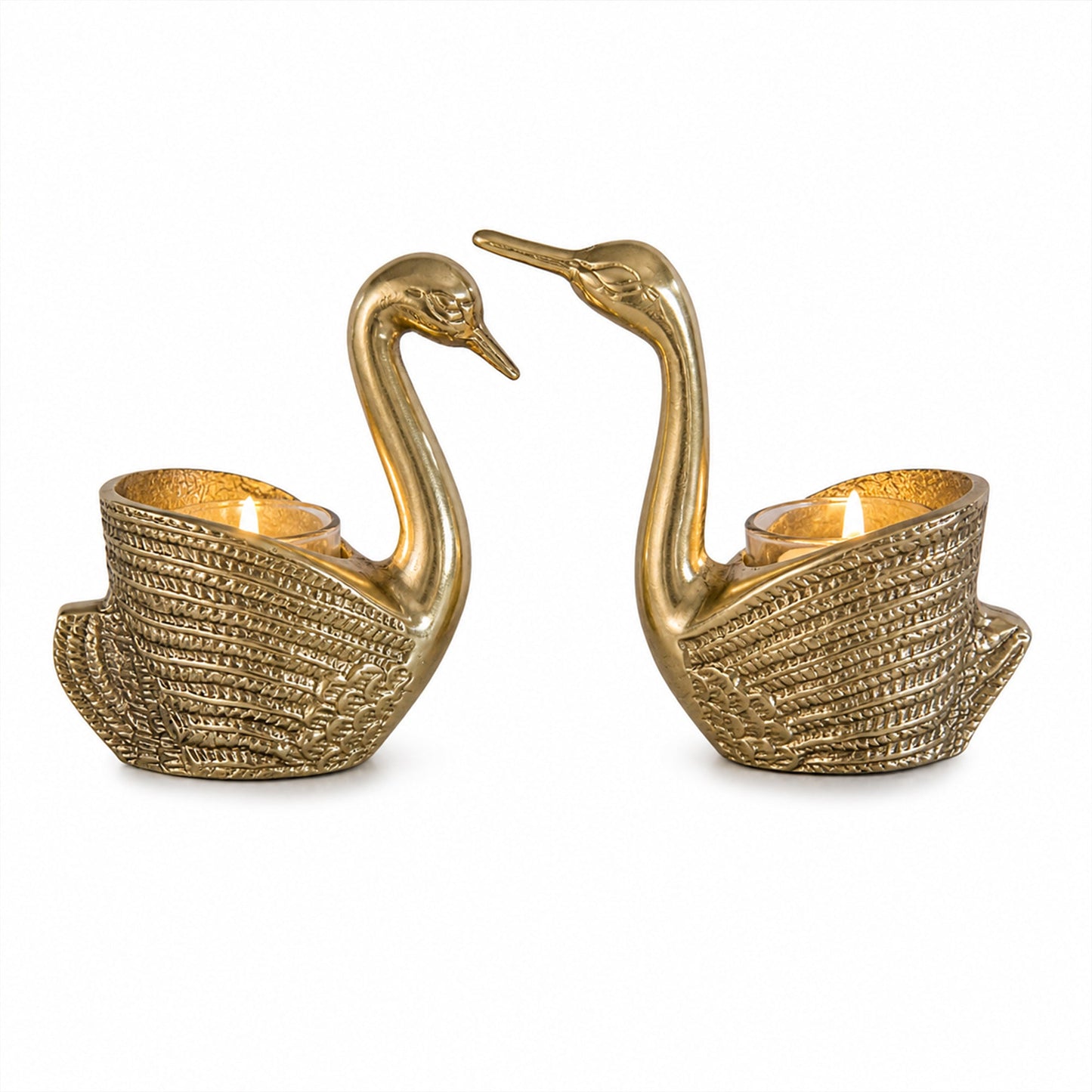 Swan Tealight Candle Holder Set for Home Decor & Dining Table (Pair) | The Indian Aura