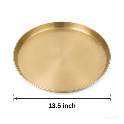 Pure Kansa Matte Finish 13.5 Inch Thali Dinner Set – Traditional Ayurvedic Dinnerware for Healthy & Elegant Dining