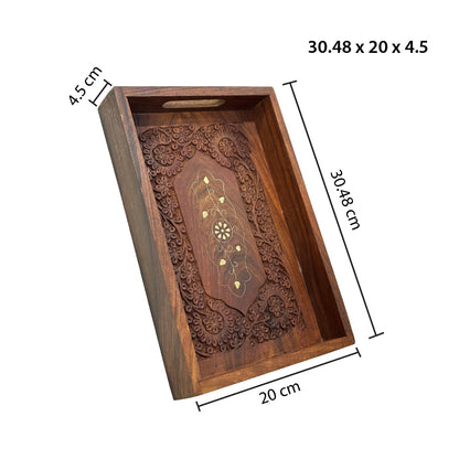 Handcrafted Rosewood Wooden Serving Trays Set of 2 | The Indian Aura