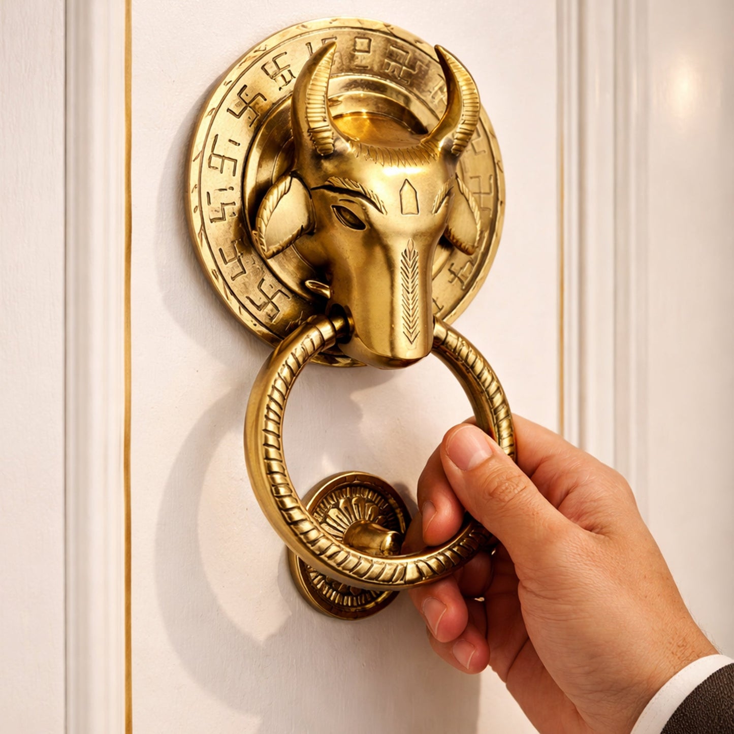 Traditional Nandi Majesty Design Brass Door Knocker | The Indian Aura
