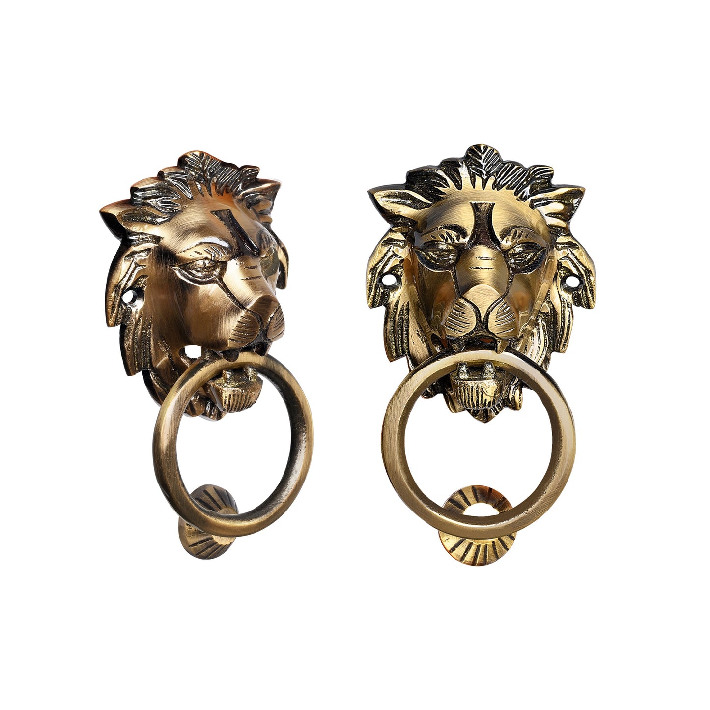 Majestic Handcrafted Lion Guardian Design Brass Door Knocker | The Indian Aura