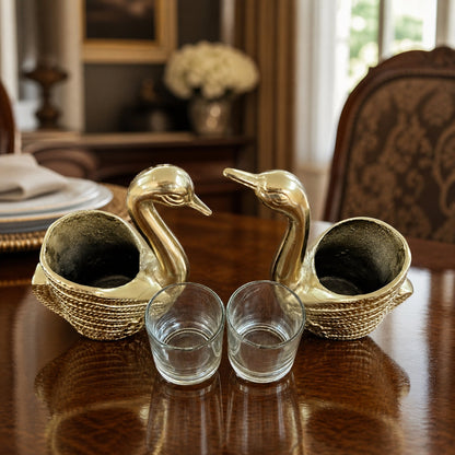 Swan Tealight Candle Holder Set for Home Decor & Dining Table (Pair) | The Indian Aura