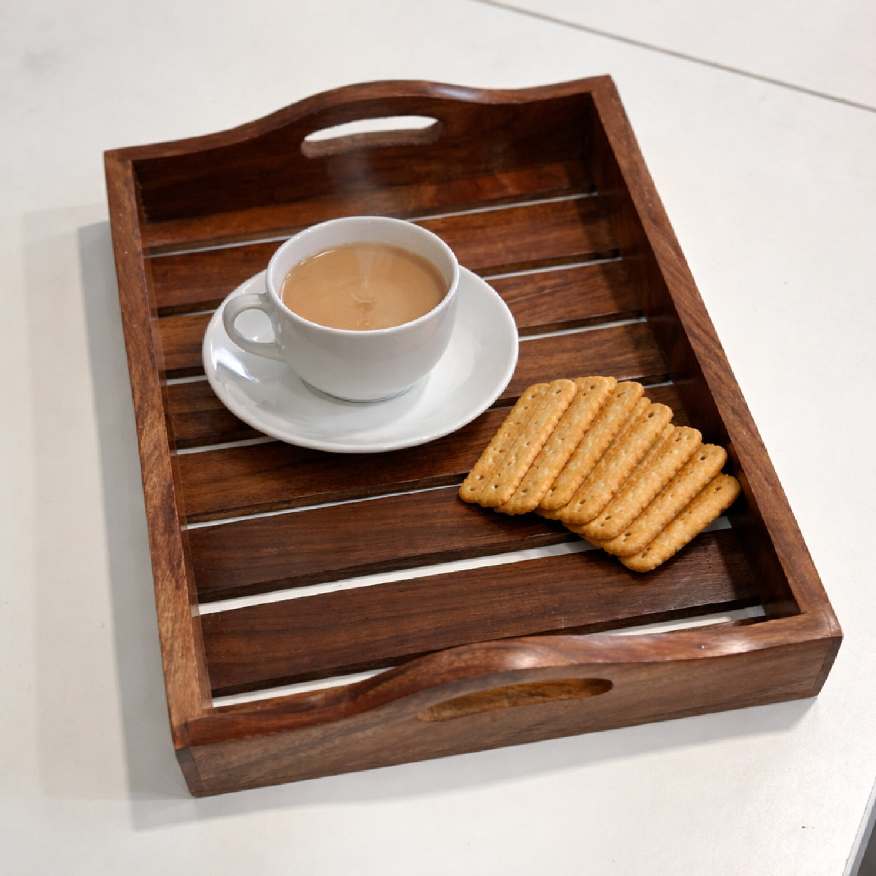 Handcrafted Rosewood Wooden Serving Trays Set of 2 | The Indian Aura