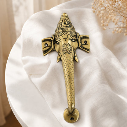 Ganesha Brass Door Handle for Main Door – 10 Inch Antique Finish Elephant Pull Handle,  |Set-1