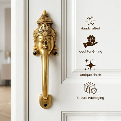 Goddess Face Brass Door Handle – Traditional Indian Design