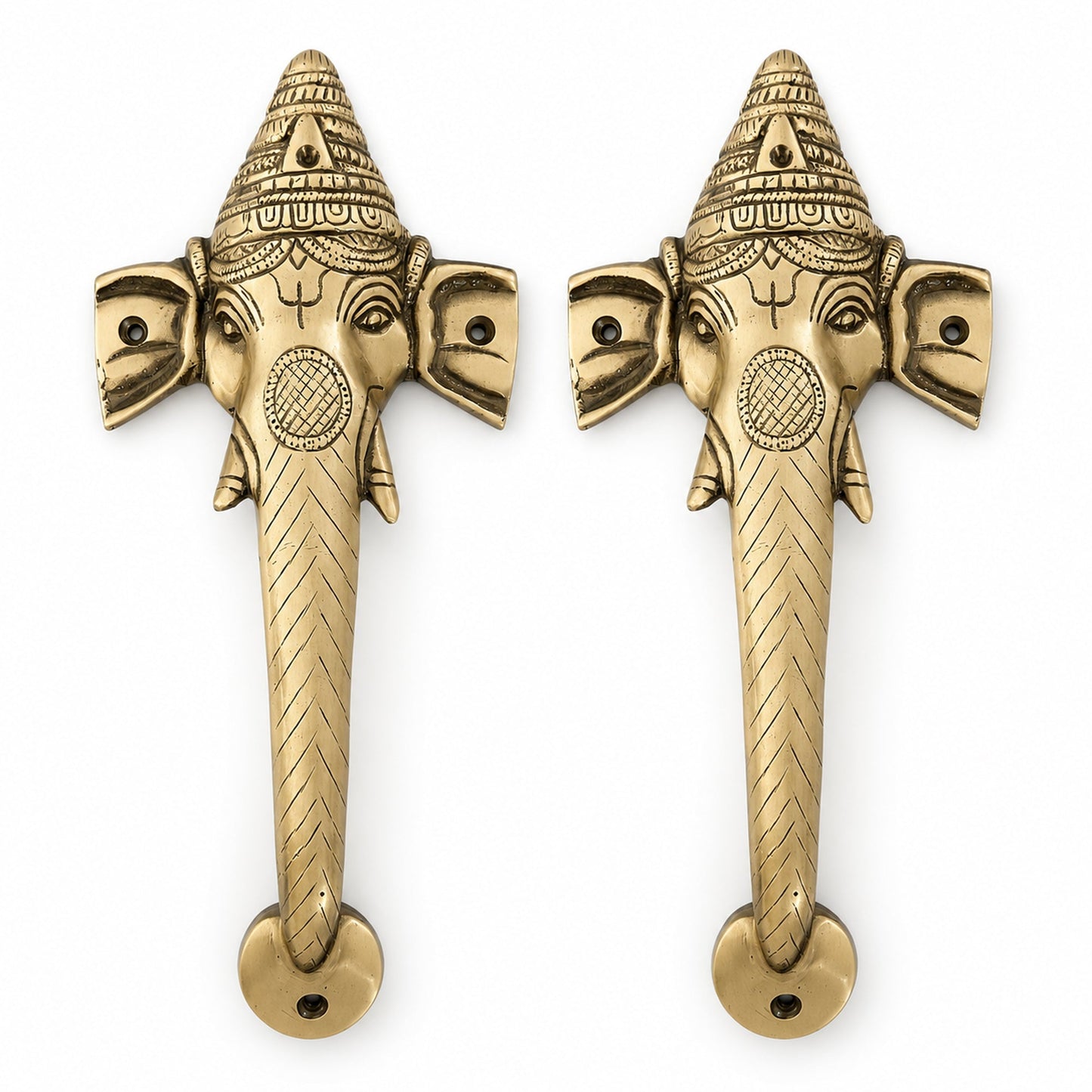 Ganesha Brass Door Handle Pair for Main Door – 10 Inch Antique Finish Elephant Pull Handle, Ethnic Indian Design for Wooden Doors, Temple Doors & Entrance | Auspicious Housewarming Gift,Set-2