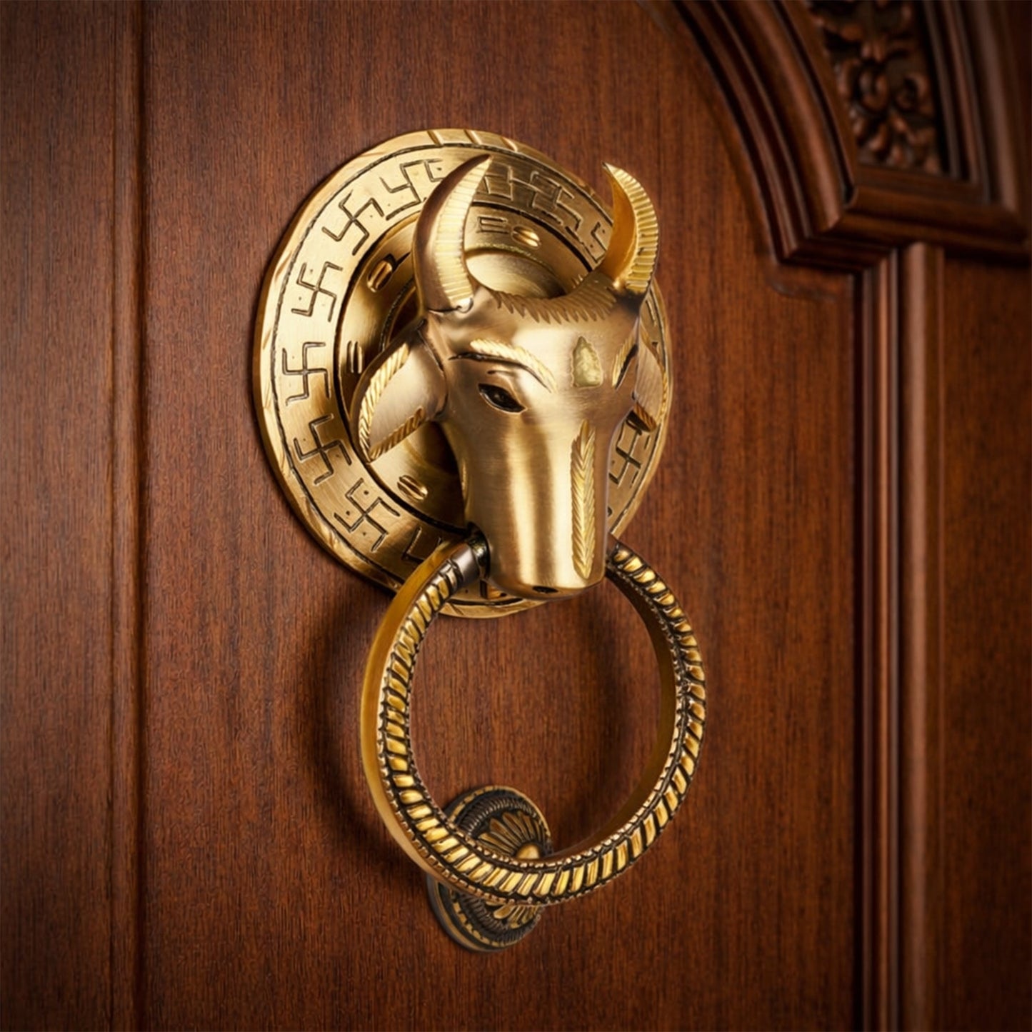 Traditional Nandi Majesty Design Brass Door Knocker | The Indian Aura