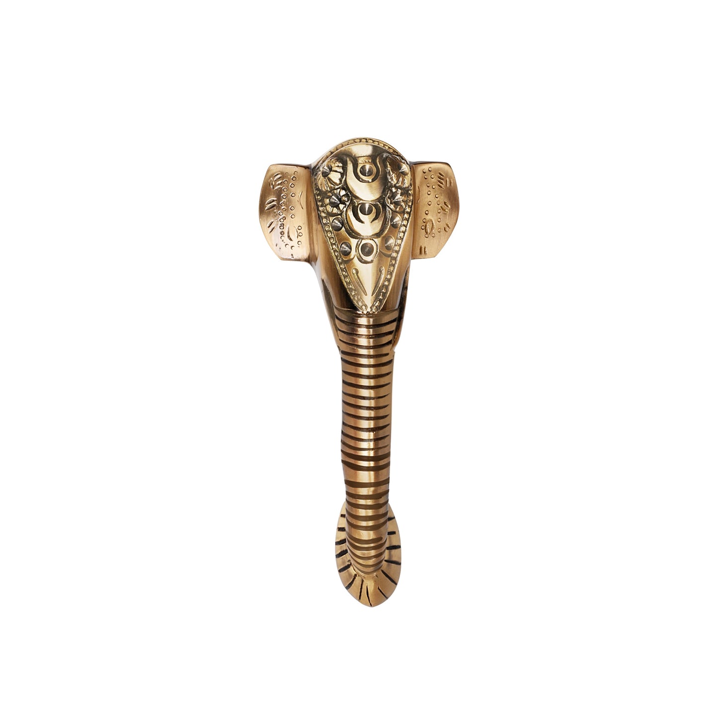 Ganesha Brass Door Handle with Golden Crown - Antique Dhanvantri Design Set of 2