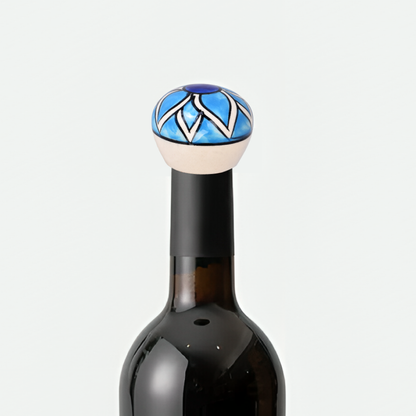 Floral Ceramic Wine Bottle Stopper - Tranquil Bloom | The Indian Aura
