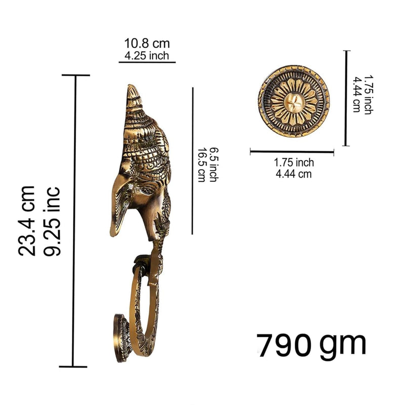 Brass Door Knocker, Divine Blessings Ganesha, Vintage Style, Decorative Hardware for Main Door Entrance