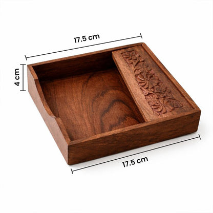 Wooden Napkin Holders  Set of 2  – Handcrafted Table Tissue Stand for Dining & Coffee Tables by The Indian Aura