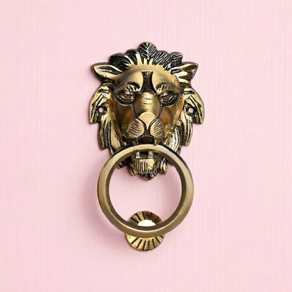 Majestic Handcrafted Lion Guardian Design Brass Door Knocker | The Indian Aura