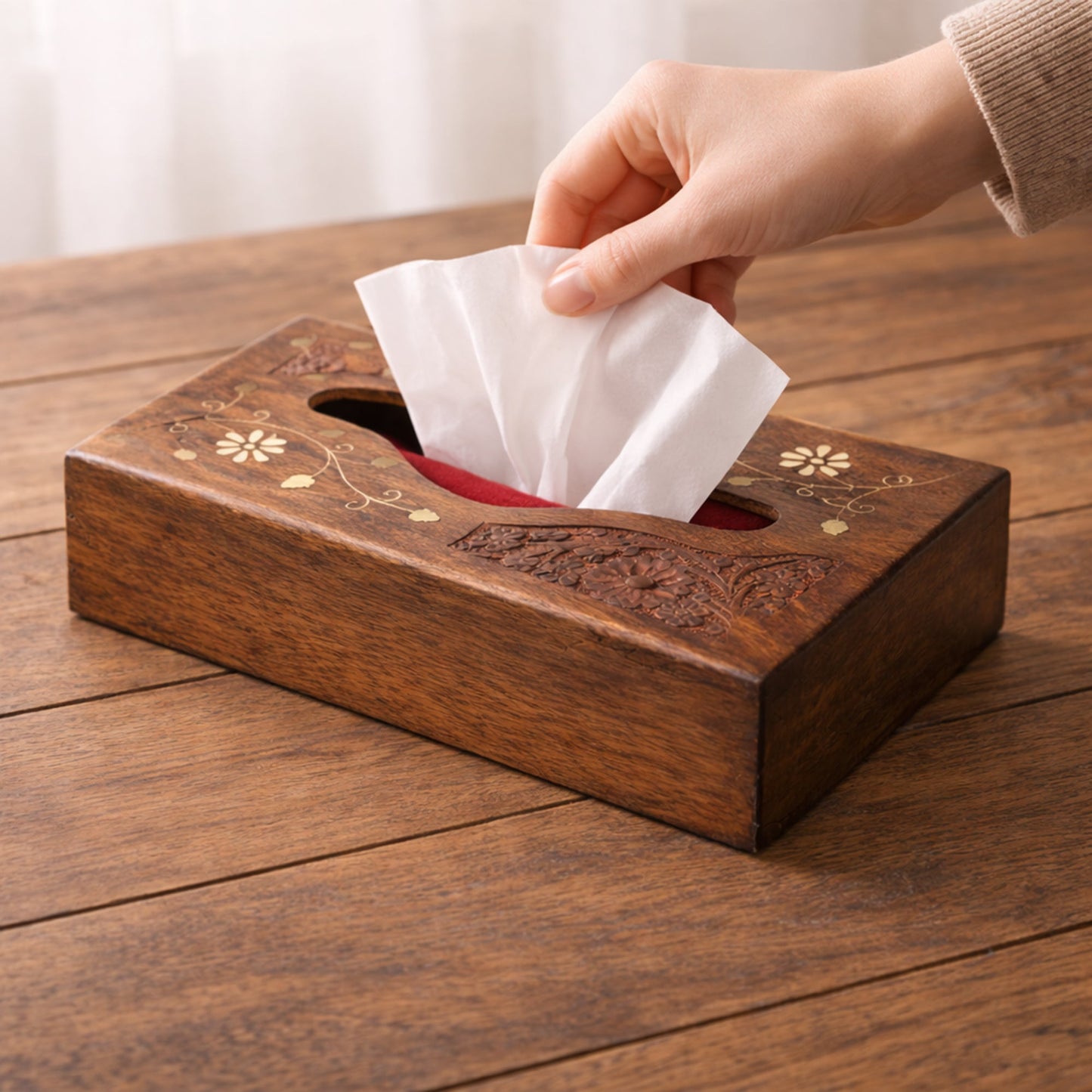 Wooden Napkin Holders  Set of 2  – Handcrafted Table Tissue Stand for Dining & Coffee Tables by The Indian Aura