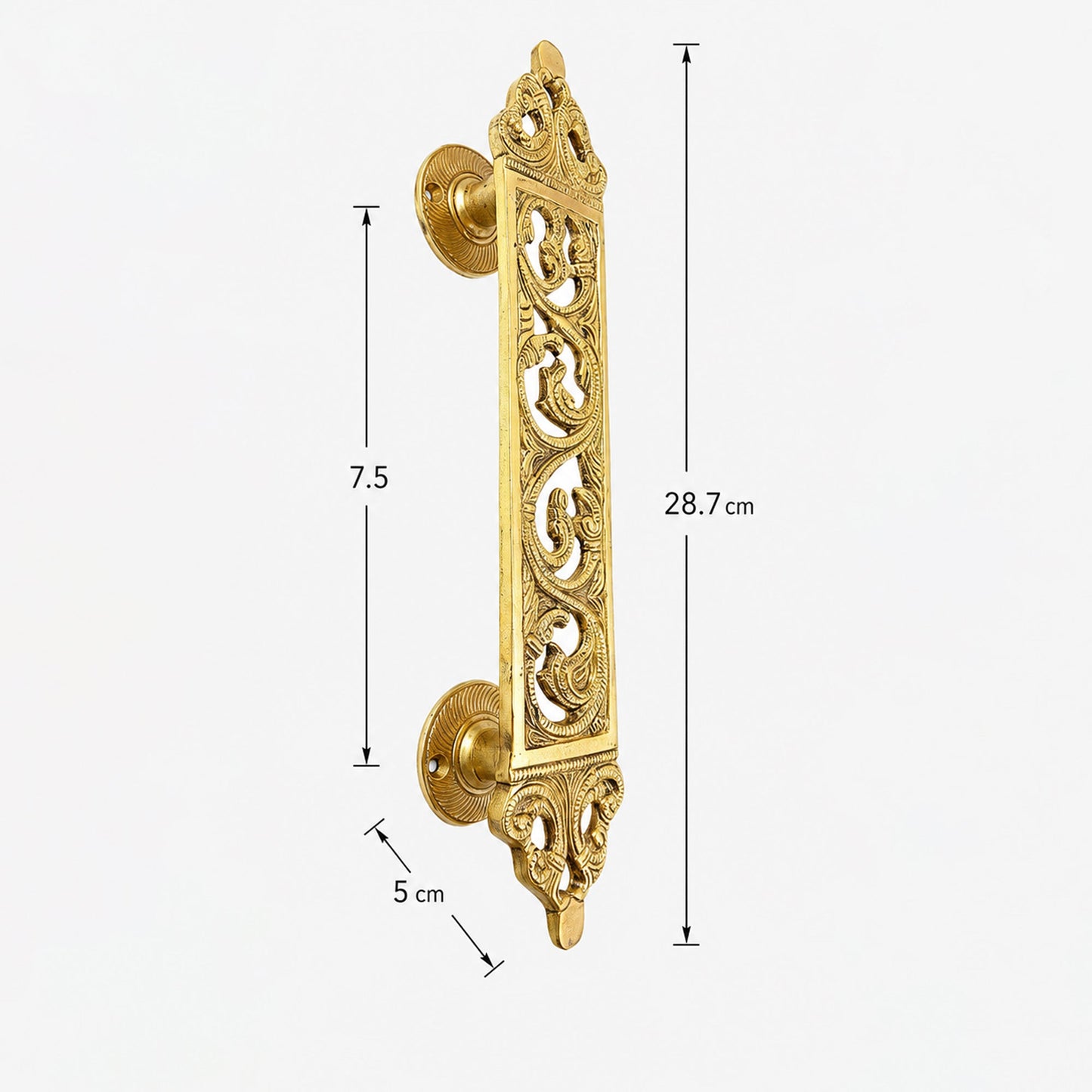 Brass Door Pull Handle for Main Door – Antique Finish Handmade Vintage Victorian Carved Filigree Design, 11 Inch / 28.7 cm Decorative Door Handle for Home,Hotel & Office Set-2