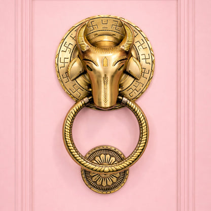 Traditional Nandi Majesty Design Brass Door Knocker | The Indian Aura
