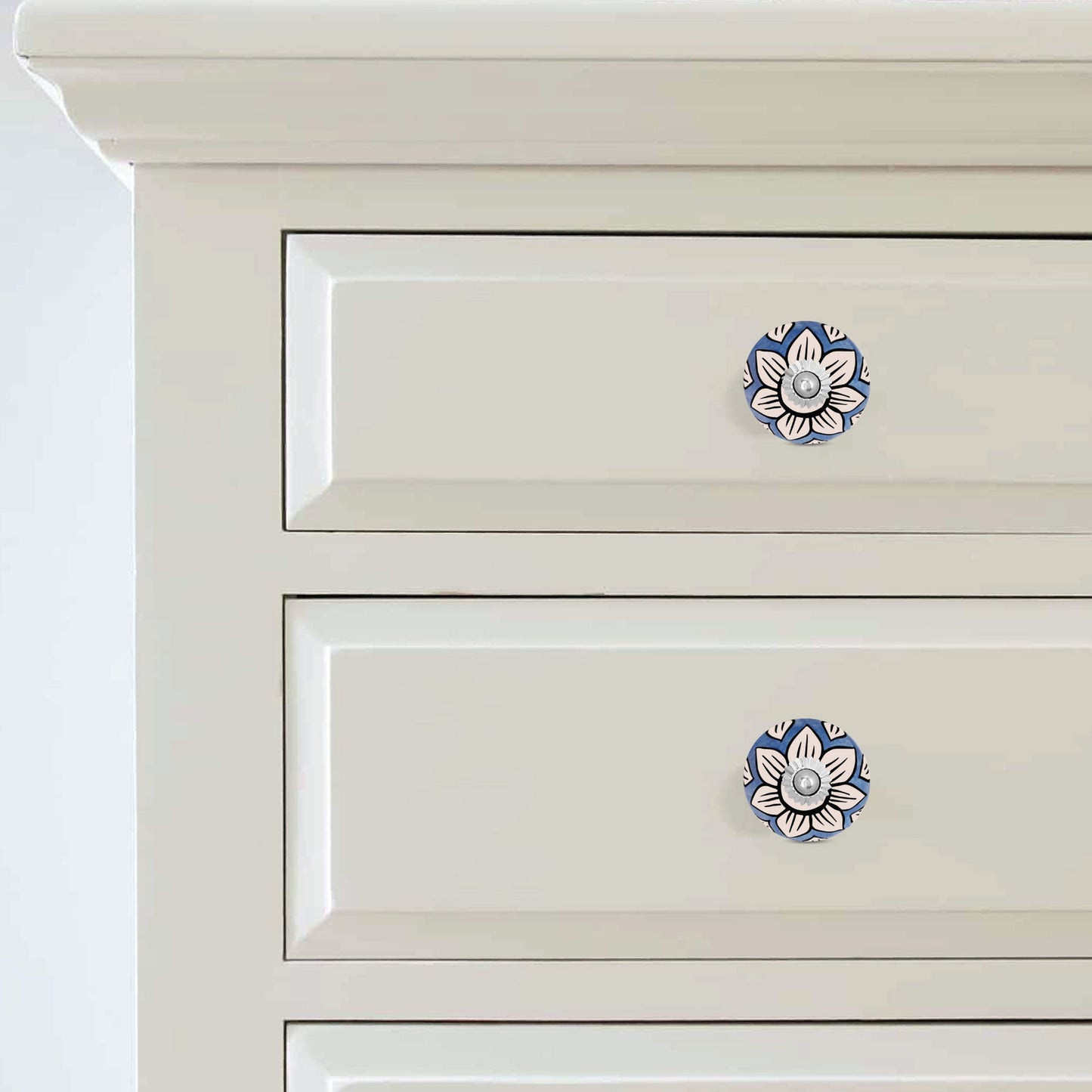 Handcrafted Blue Canvas Decorative Ceramic Drawer Knob | The Indian Aura