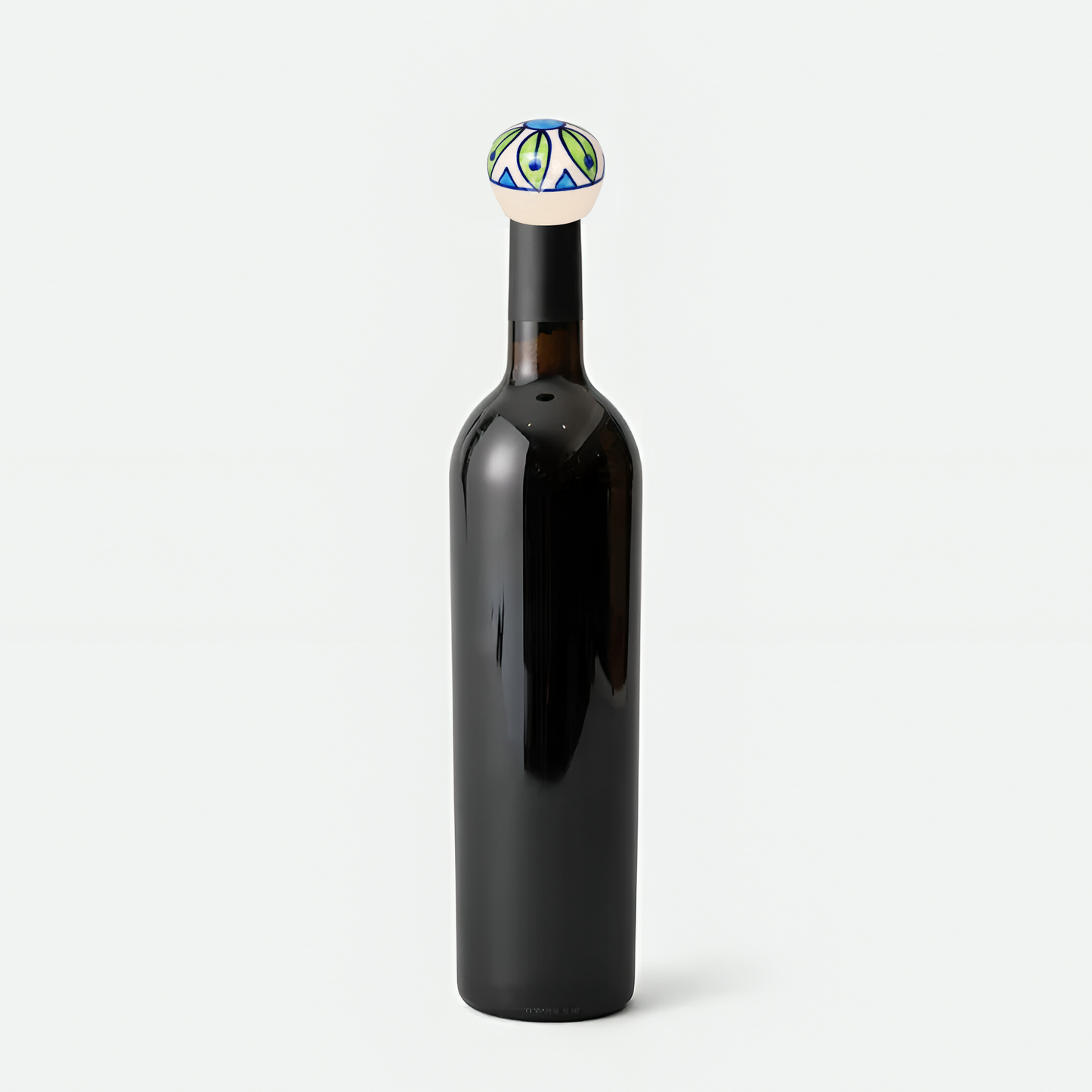 Green Leaf Design Floral Harmony Ceramic Wine Bottle Stopper | The Indian Aura