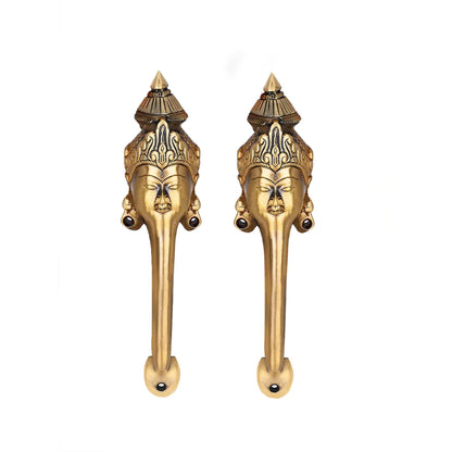Goddess Face Brass Door Handle – Traditional Indian Design Set of 2