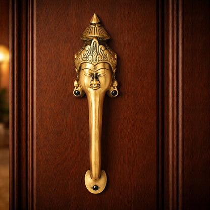 Goddess Face Brass Door Handle – Traditional Indian Design