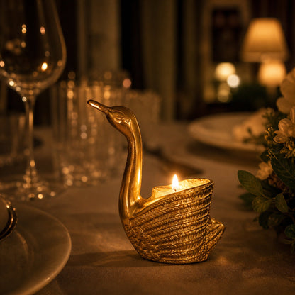 Swan Tealight Candle Holder Set for Home Decor & Dining Table (Pair) | The Indian Aura