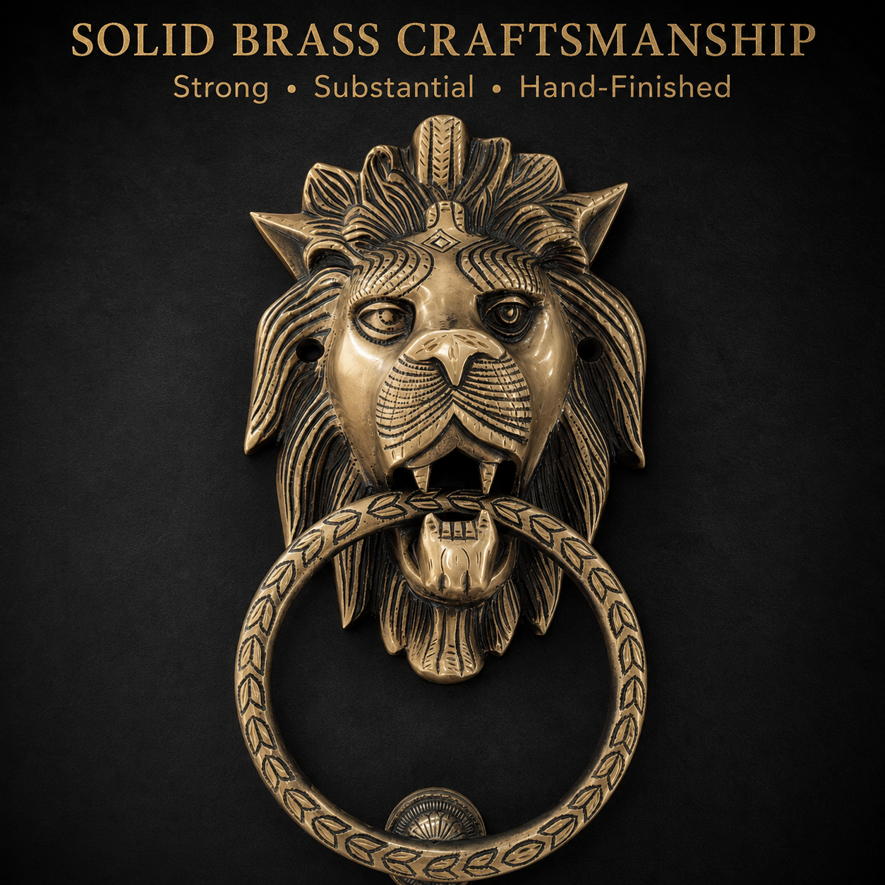 Handcrafted Lion King Brass Door Knocker for Main Door – 3 kg  Antique Finish