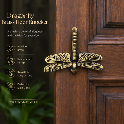 Vintage Dragonfly Brass Door Knocker for Main Door | The Indian Aura