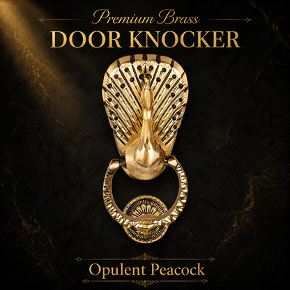 Opulent Peacock Majesty Royal Design Brass Door Knocker | The Indian Aura