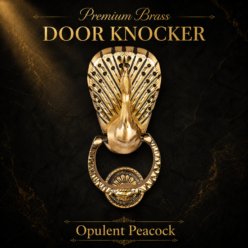 Opulent Peacock Majesty Royal Design Brass Door Knocker | The Indian Aura
