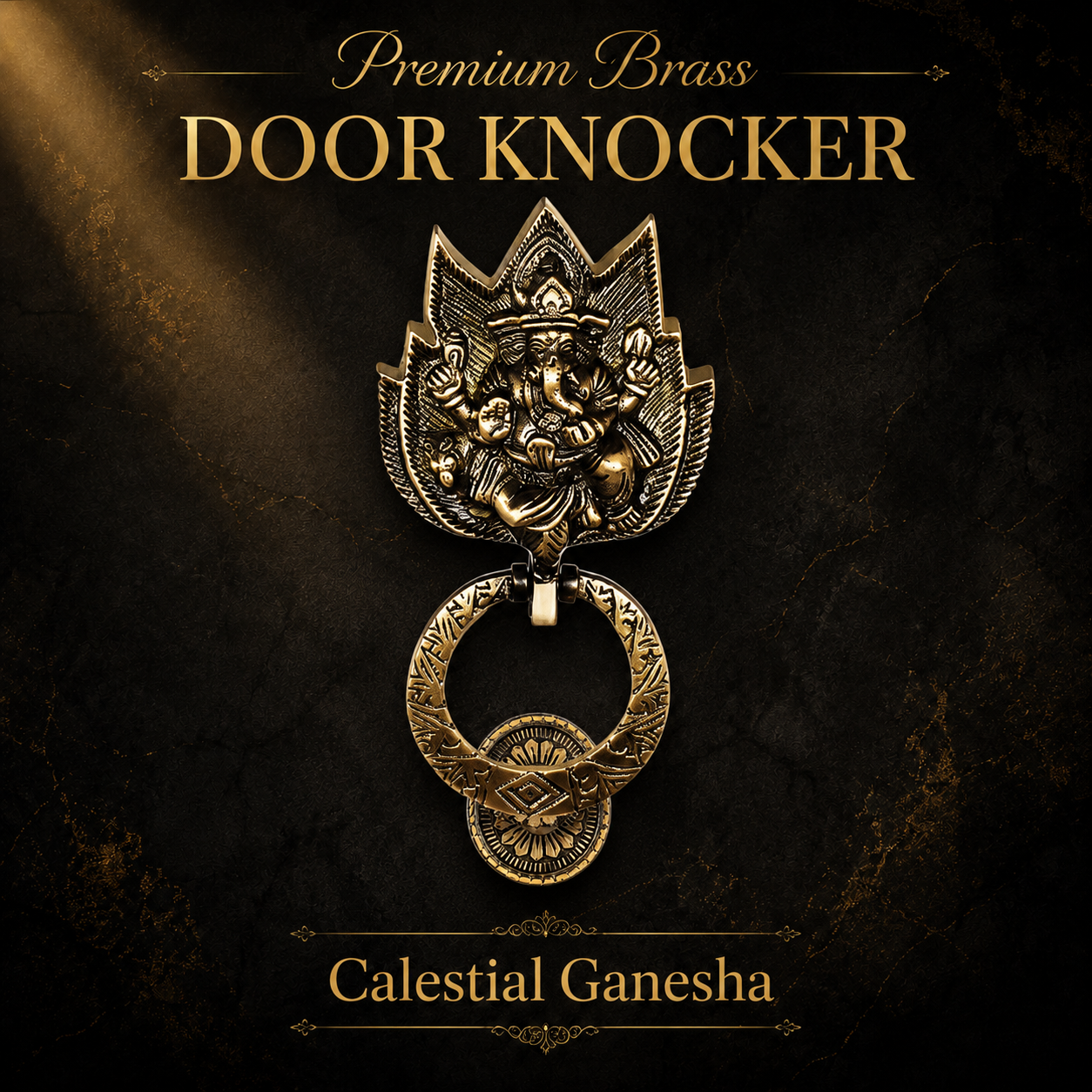Handcrafted Celestial Ganesha Brass Door Knocker for Main Door | The Indian Aura