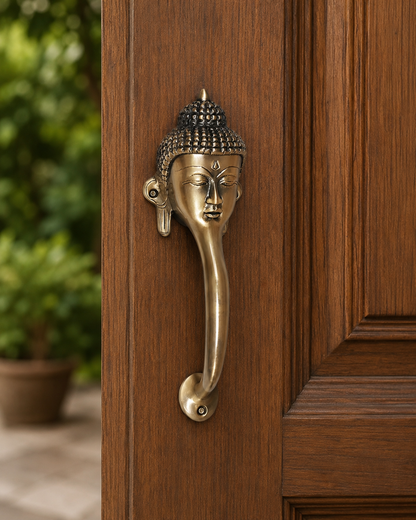 Decorative Buddha Face Brass Door Handle – Spiritual Gautam Buddha Design