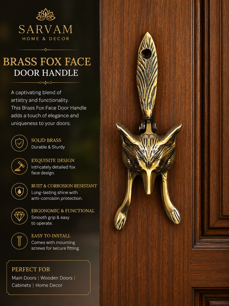 Wildlife-Inspired Handcrafted Fox Brass Door Knocker | The Indian Aura